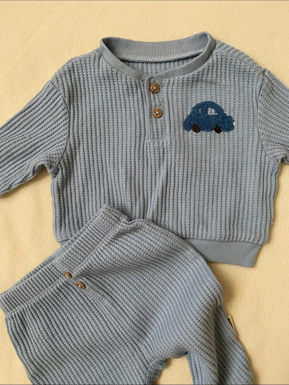 3-Pack Ribbed Baby Pajama Set - Blue, Cream & Mint